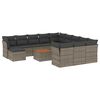 vidaXL 13 pcs conjunto sof&aacute;s p/ jardim c/ almofad&otilde;es vime PE cinzento