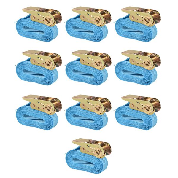 vidaXL Cintas de fixação c/ roquete 10 pcs 0,8 toneladas 4mx25mm azul