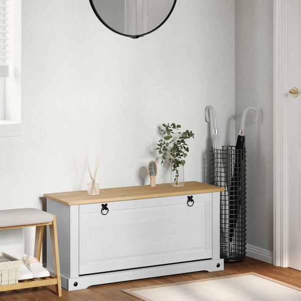 vidaXL Arm&aacute;rio de Sapatos com prateleira Corona Branco 99 x 32 x 49 cm