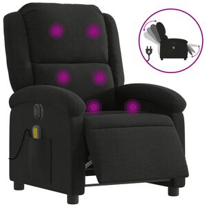 vidaXL Poltrona reclin&aacute;vel de massagens el&eacute;trica tecido preto