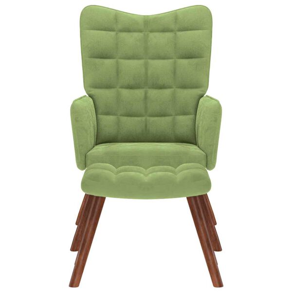 vidaXL Cadeira de descanso com banco veludo verde-claro