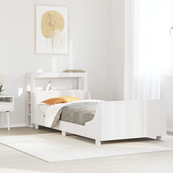 vidaXL Cama sem colch&atilde;o 90x190 cm madeira de pinho maci&ccedil;a branco