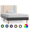 vidaXL Estrutura cama c/ LED 100x200 cm tecido creme e cinzento-escuro
