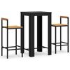 vidaXL 3 pcs conjunto de bar p/ jardim vime PE/ac&aacute;cia maci&ccedil;a preto