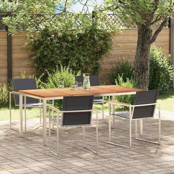 vidaXL ConjuntodeJantarparaJardim 5 pcs Madeira de Teak Sólida