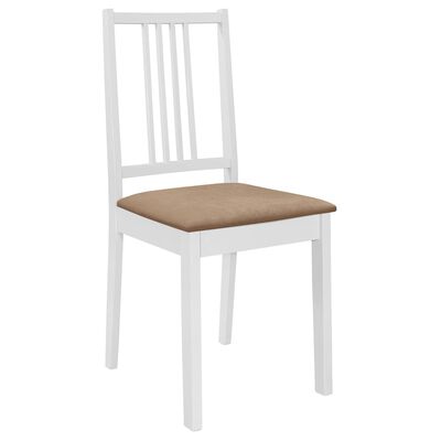 vidaXL Cadeiras de jantar com almofadões 6 pcs madeira maciça branco
