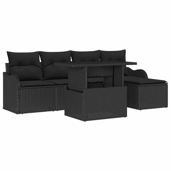 vidaXL Conjunto de Sofá de Jardim 6 pcs Preto Rattan de Polipropileno