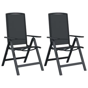 vidaXL Cadeiras de Jardim Reclin&aacute;veis 2 pcs Preto 58 x 71 x 112 cm