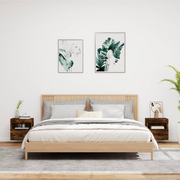 vidaXL M&oacute;veis de parede para TV com luzes LED 2 pcs carvalho fumado