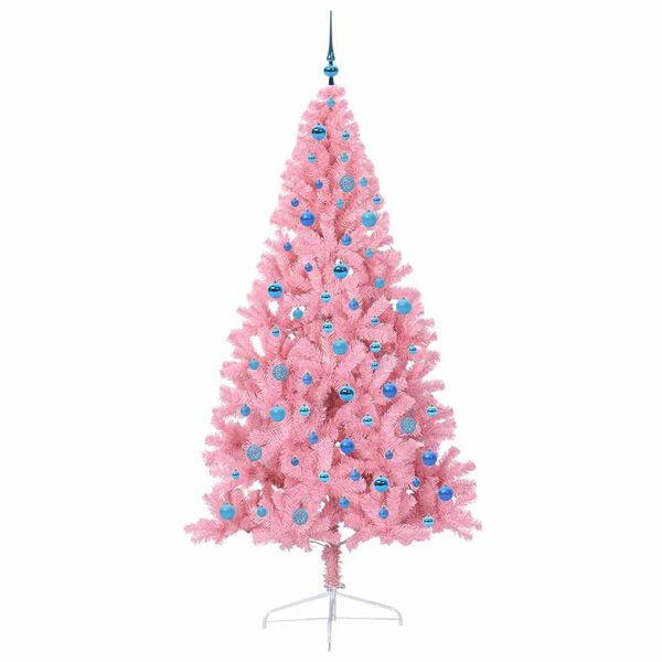 vidaXL &Aacute;rvore de Natal Artificial Pr&eacute;-iluminada Rosa 240 cm PVC