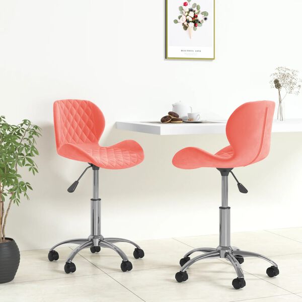 vidaXL Cadeiras de jantar girat&oacute;rias 2 pcs veludo rosa