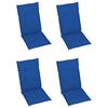 vidaXL Cadeiras de jardim c/ almofad&otilde;es azul real 4 pcs teca maci&ccedil;a