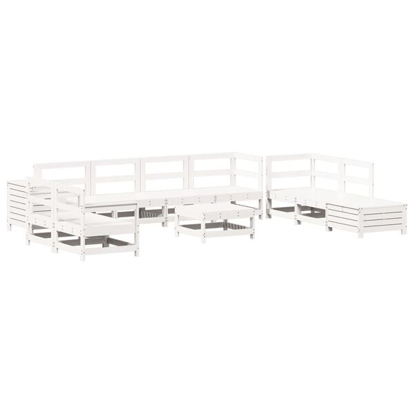 vidaXL 11 pcs conjunto sof&aacute;s de jardim madeira de pinho maci&ccedil;a branco