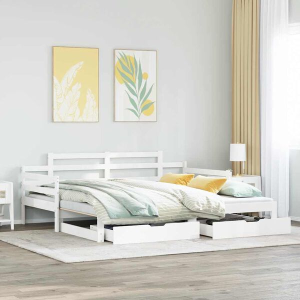 vidaXL Sofá-cama com gavetão e gavetas sem colchão 80x200 cm branco