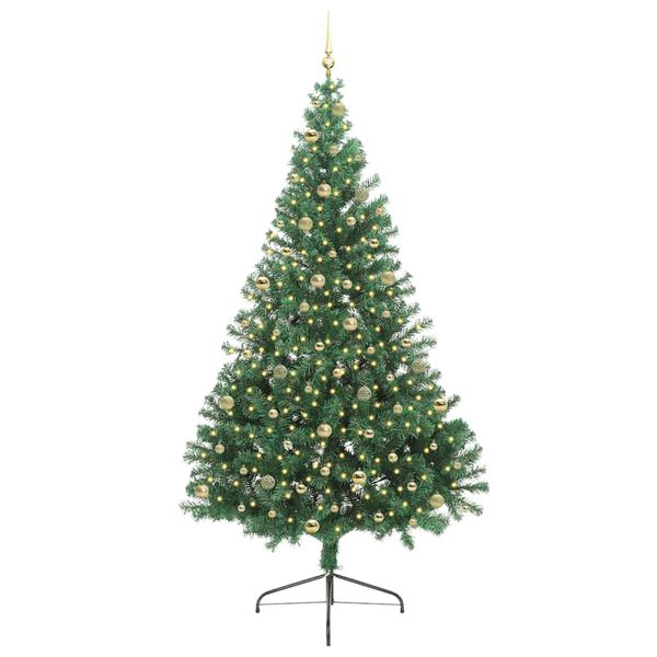 vidaXL &Aacute;rvore de Natal Artificial Pr&eacute;-iluminada Verde 240 cm PVC