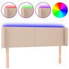 vidaXL Cabeceira cama LED couro artificial 147x16x78/88 cm cappuccino
