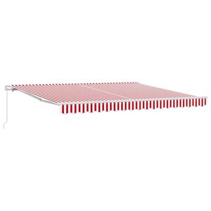 vidaXL Toldo Retr&aacute;til Manual Vermelho e Branco 400 &times; 300 cm