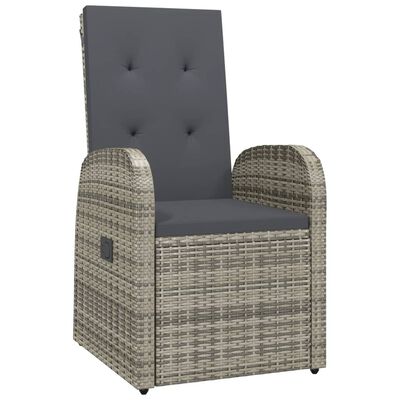vidaXL Cadeiras de jardim reclináveis c/ almofadões 2pcs vime PE cinza