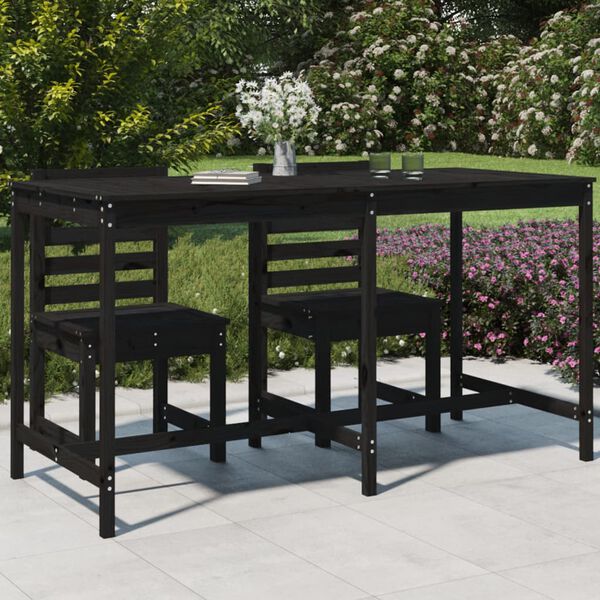 vidaXL Mesa de jardim 203,5x90x110 cm madeira de pinho maci&ccedil;a preto