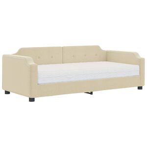 vidaXL Sof&aacute;-cama com colch&atilde;o 100x200 cm tecido cor creme