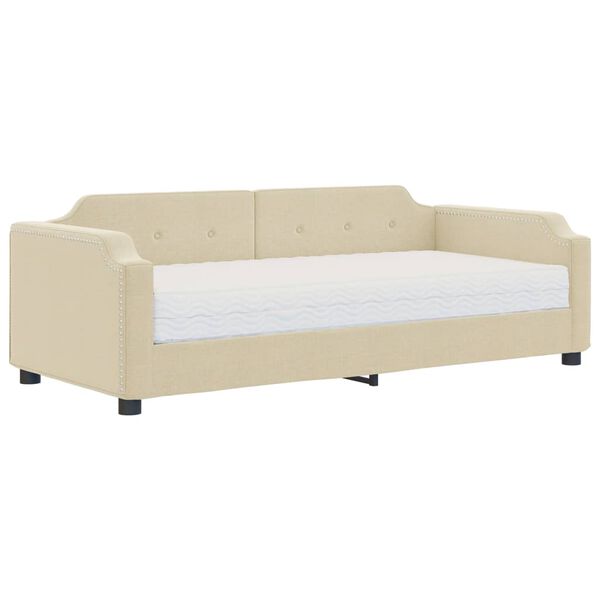 vidaXL Sof&aacute;-cama com colch&atilde;o 100x200 cm tecido cor creme