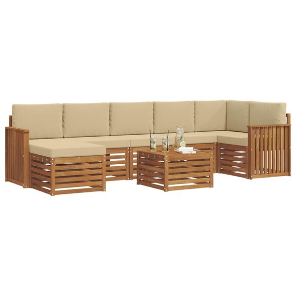 vidaXL Conjunto de Sof&aacute; Sectional com almofada 8 pcs Natural e Bege