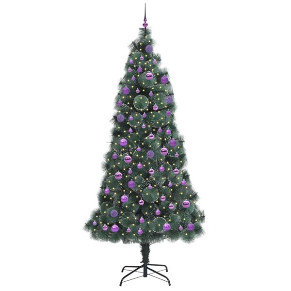 vidaXL &Aacute;rvore de Natal Artificial Pr&eacute;-iluminada com Conjunto de Bolas