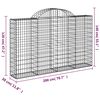vidaXL Cesto gabião arqueado 200x30x120/140 cm ferro galvanizado