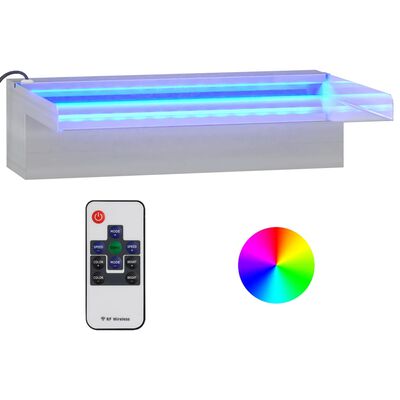 vidaXL Cascata com LEDs RGB 30 cm aço inoxidável