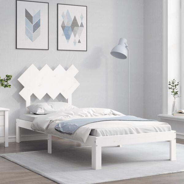 vidaXL Cama sem colch&atilde;o 90x200 cm madeira de pinho maci&ccedil;a branco