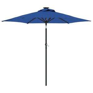 vidaXL Guarda-sol jardim c/LEDs e poste aço 225x225x212 cm azul-ciano