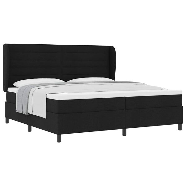 vidaXL Cama Box com colch&atilde;o com cabeceira Preto 200 x 200 cm tecido