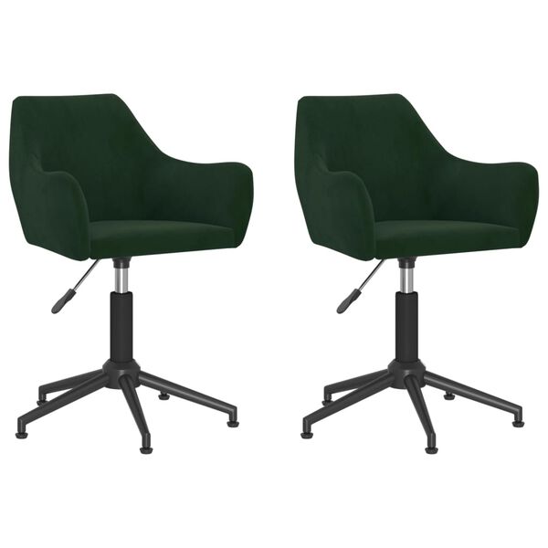vidaXL Cadeiras de jantar girat&oacute;rias 2 pcs veludo verde-escuro