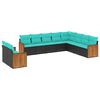 vidaXL Conjunto de sof&aacute; de jardim com 10 pe&ccedil;as e almofadas em rattan sint&eacute;tico preto