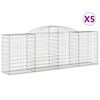 vidaXL Cestos gabi&atilde;o arqueados 5pcs 300x50x100/120cm ferro galvanizado