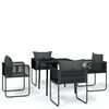 vidaXL 5 pcs Conjunto de jantar para jardim preto