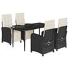 vidaXL 5 pcs conjunto de jantar p/ jardim c/ almofad&otilde;es vime PE preto