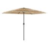 vidaXL Guarda-sol c/ luzes LED e poste de a&ccedil;o 300x200x250 cm castanho