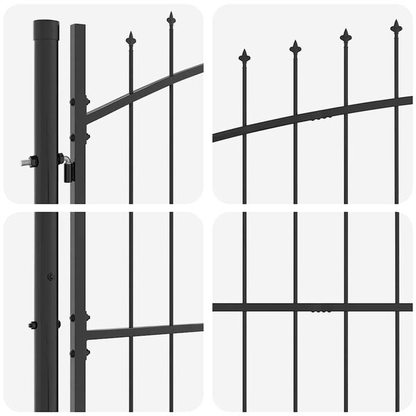 vidaXL Port&atilde;o de Jardim Preto 195 x 500 cm