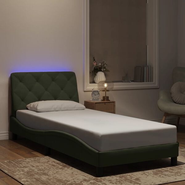 vidaXL Estrutura de cama com LED sem colch&atilde;o 80x200 cm veludo cinzento-claro