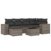 vidaXL 7 pcs conjunto sof&aacute;s p/ jardim c/ almofad&otilde;es vime PE cinzento