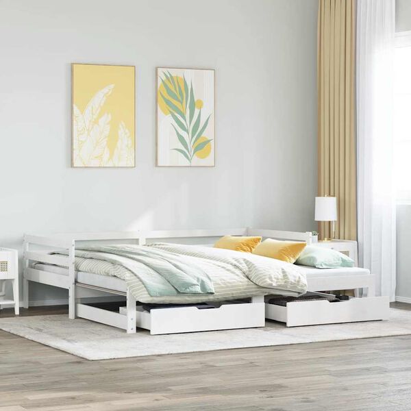 vidaXL Sof&aacute;-cama com gavet&atilde;o e gavetas sem colch&atilde;o 80x200 cm branco