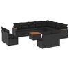 vidaXL 13 pcs conjunto de sof&aacute;s de jardim com almofad&otilde;es vime PE preto