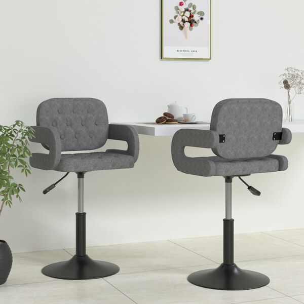 vidaXL Cadeiras de jantar girat&oacute;rias 2 pcs tecido cinzento-claro