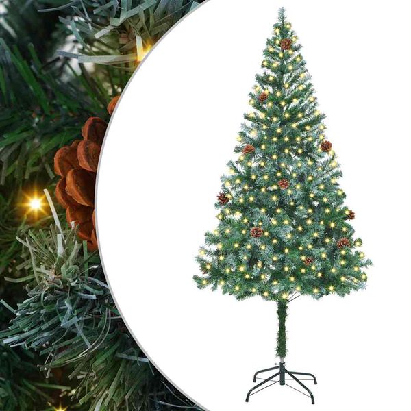 vidaXL &Aacute;rvore de Natal Artificial com 300 LEDs Verde 180 cm PVC e A&ccedil;o