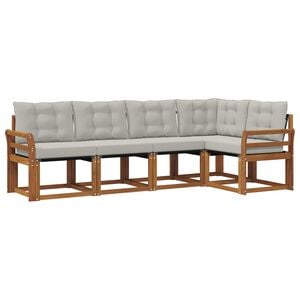 vidaXL Conjunto de Sof&aacute;s para Exterior 5 unid. Cinza Natural e Claro