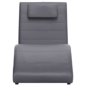 vidaXL Chaise longue com almofada couro artificial cinzento