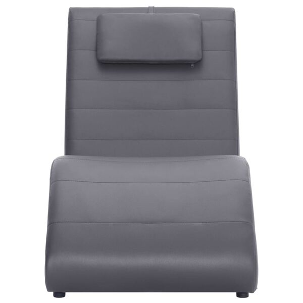 vidaXL Chaise longue com almofada couro artificial cinzento