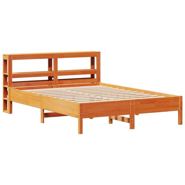 VidaXL Cama sem colch&atilde;o 140x190 cm pinho maci&ccedil;o castanho-mel