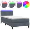vidaXL Cama box spring c/ colch&atilde;o e LED 100x220 cm veludo cinzento-escuro